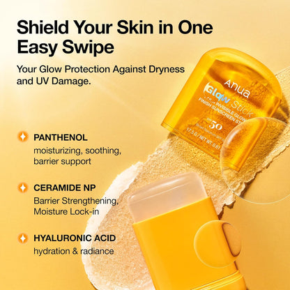 Anua Invisible Glow Sun Stick, SPF 50, Broad Spectrum UV Protection, Lightweight Sheer Finish for All Skin Types