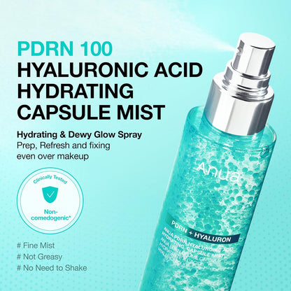Anua PDRN Collagen Glow Facial Serum Spray, Hydrating Face Mist, Hyaluronic Acid, dewy glass finish, All Skin Types..