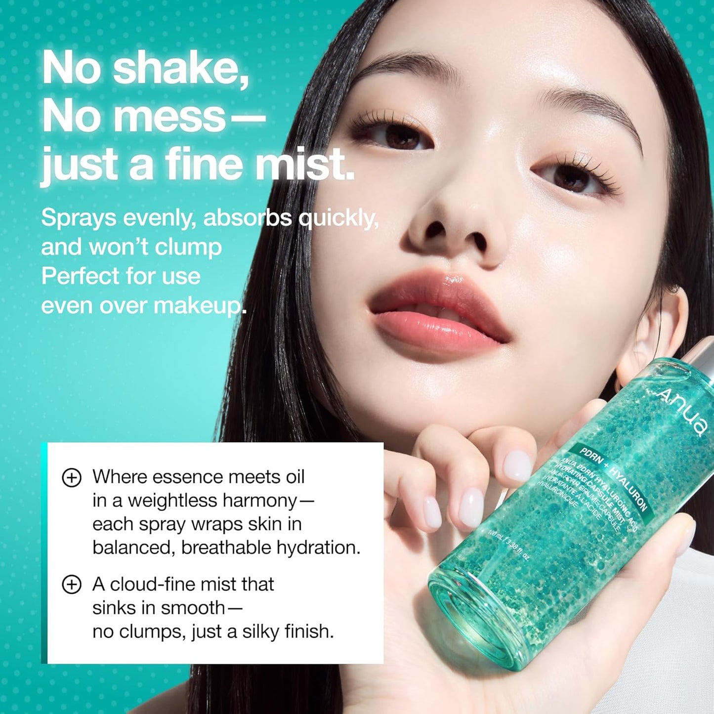 Anua PDRN Collagen Glow Facial Serum Spray, Hydrating Face Mist, Hyaluronic Acid, dewy glass finish, All Skin Types..