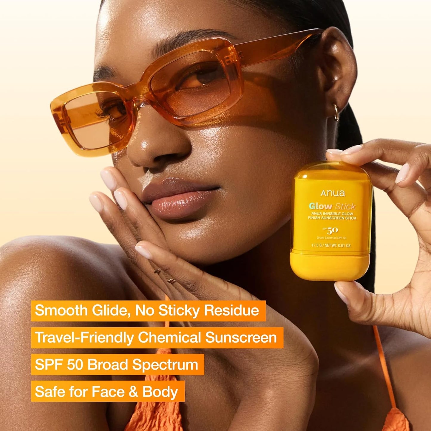Anua Invisible Glow Sun Stick, SPF 50, Broad Spectrum UV Protection, Lightweight Sheer Finish for All Skin Types