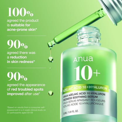 Anua Azelaic Acid 10 Hyaluron Redness Soothing Serum, Facial Serum for Blemish-Prone &amp; Oily-Prone Skin..