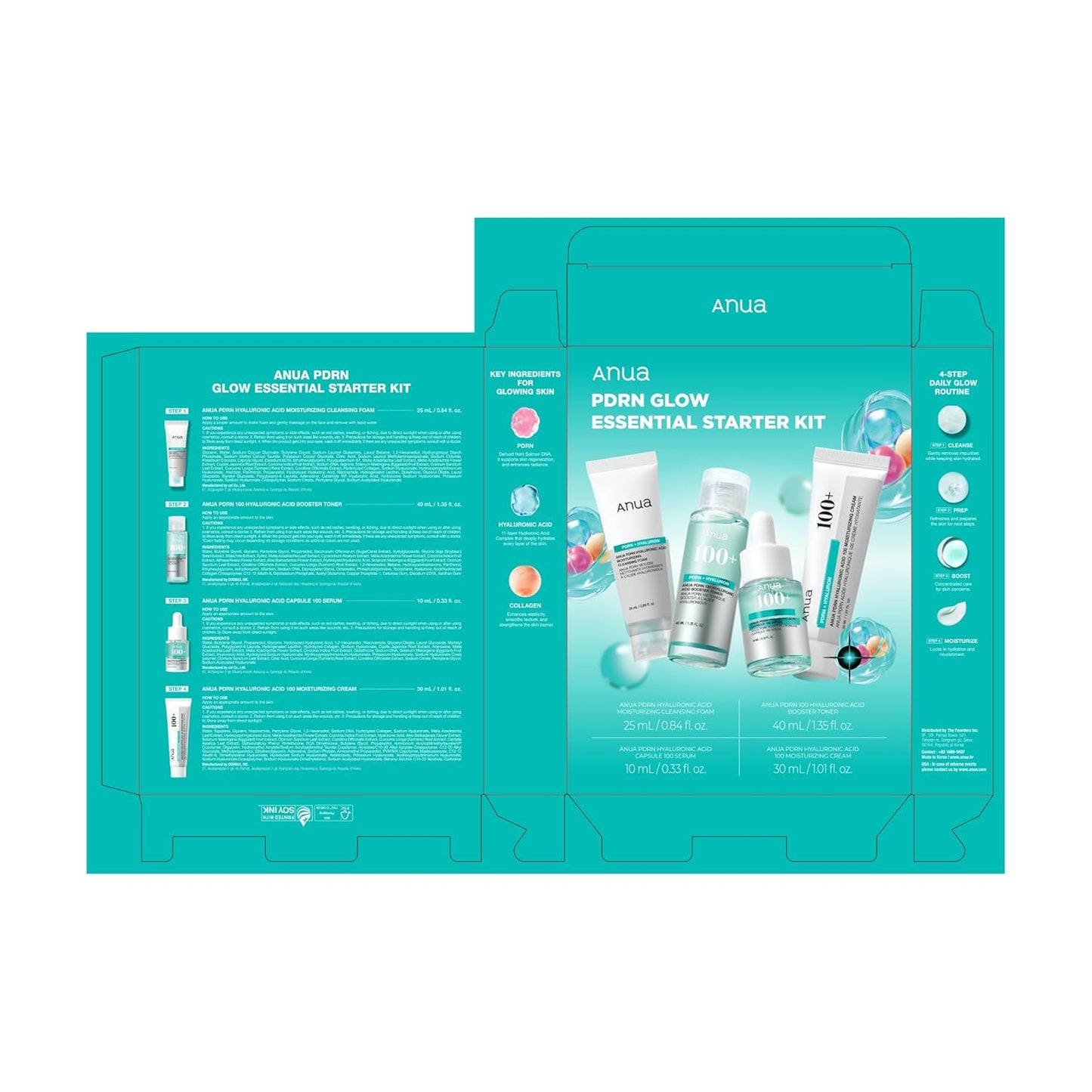 Anua Salmon DNA PDRN Glow Essential Starter Kit, Hyaluronic Acid Skincare Set