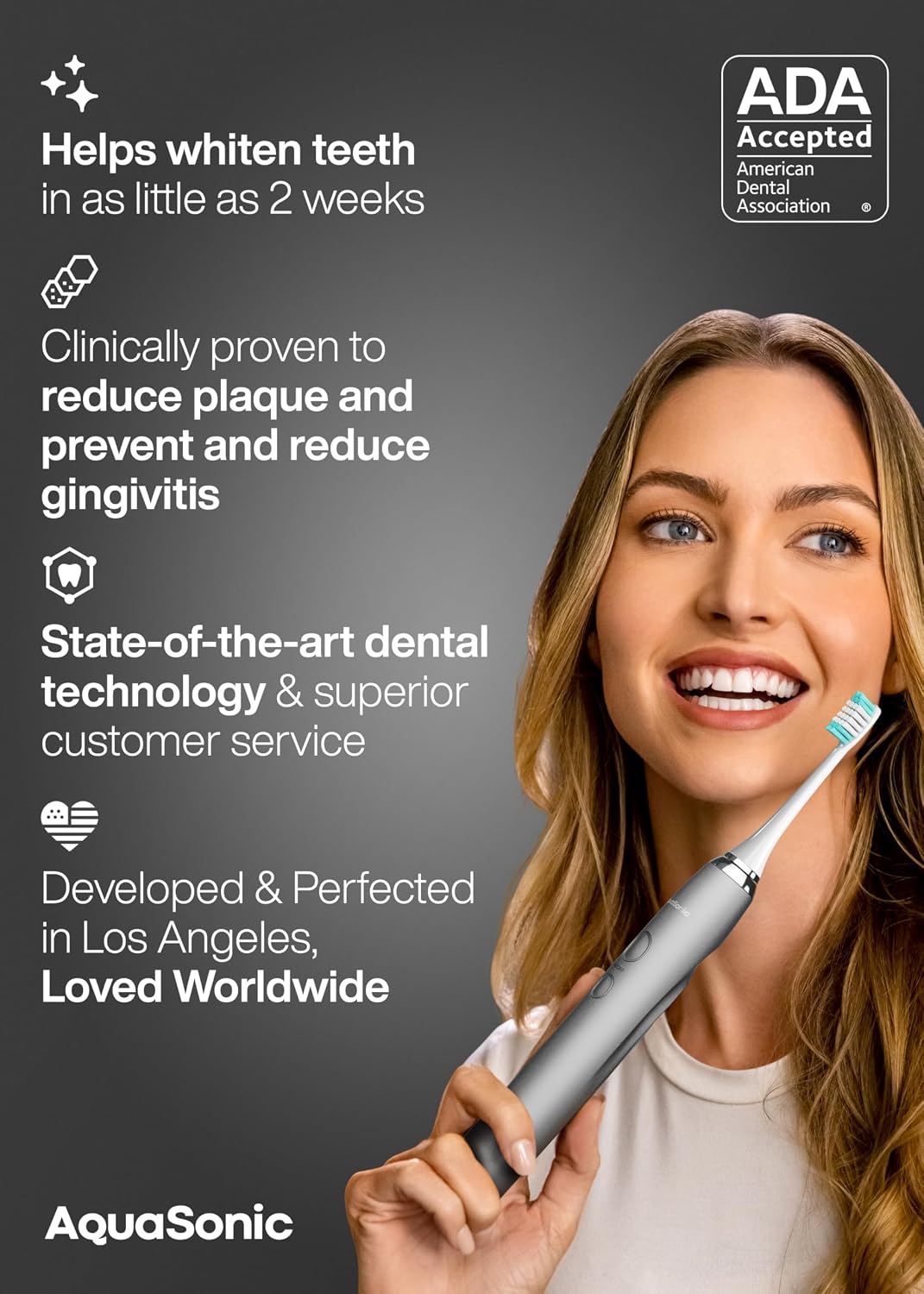 Aquasonic Vibe Series Ultra-Whitening Toothbrush – ADA Accepted Electric Toothbrush..