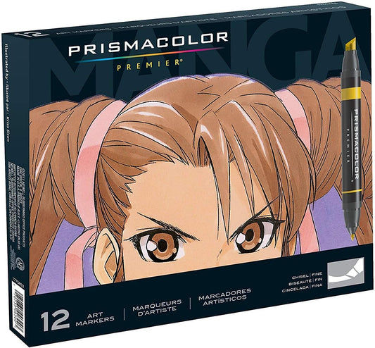 Prismacolor Premier Double-Ended Art Markers, Fine And Chisel Tips, Manga Colors, 12 Count