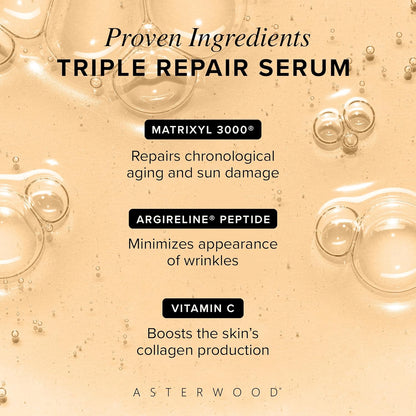 Asterwood Triple Repair Peptide Serum, Matrixyl 3000, Argireline & Vit. C,  8 Fl Oz..