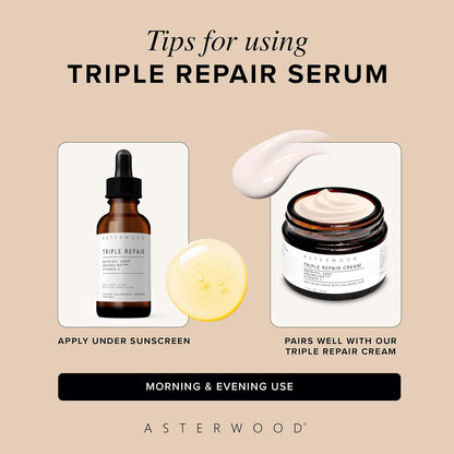 Asterwood Triple Repair Peptide Serum, Matrixyl 3000, Argireline & Vit. C,  8 Fl Oz..