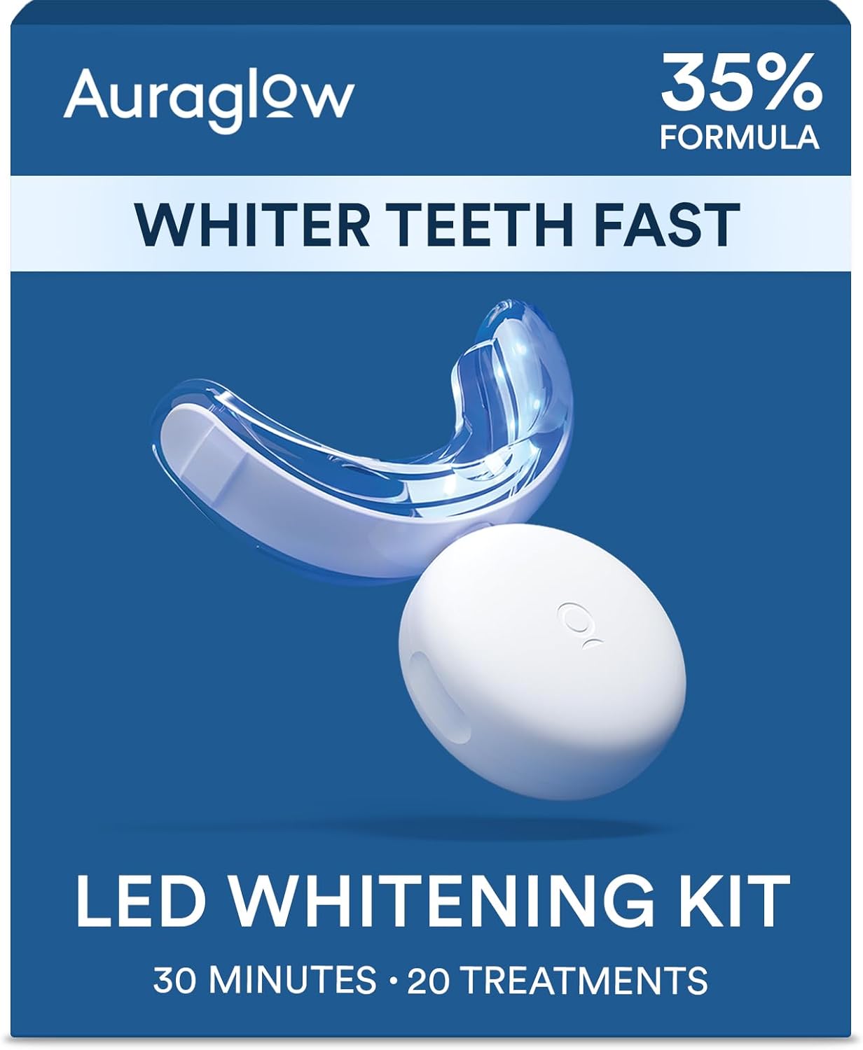 Auraglow Teeth Whitening Kit, LED Accelerator Light, 35% Carbamide Peroxide Teeth Whitening Gel..