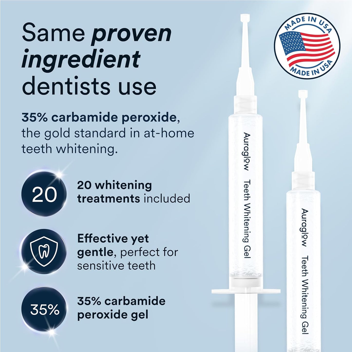 Auraglow Teeth Whitening Kit, LED Accelerator Light, 35% Carbamide Peroxide Teeth Whitening Gel..