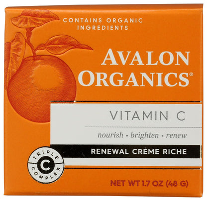 Avalon Organics Skin Moisturizer with Vitamin C, 1.7 Oz, Dermatologist Tested, Plant-Based Formula..