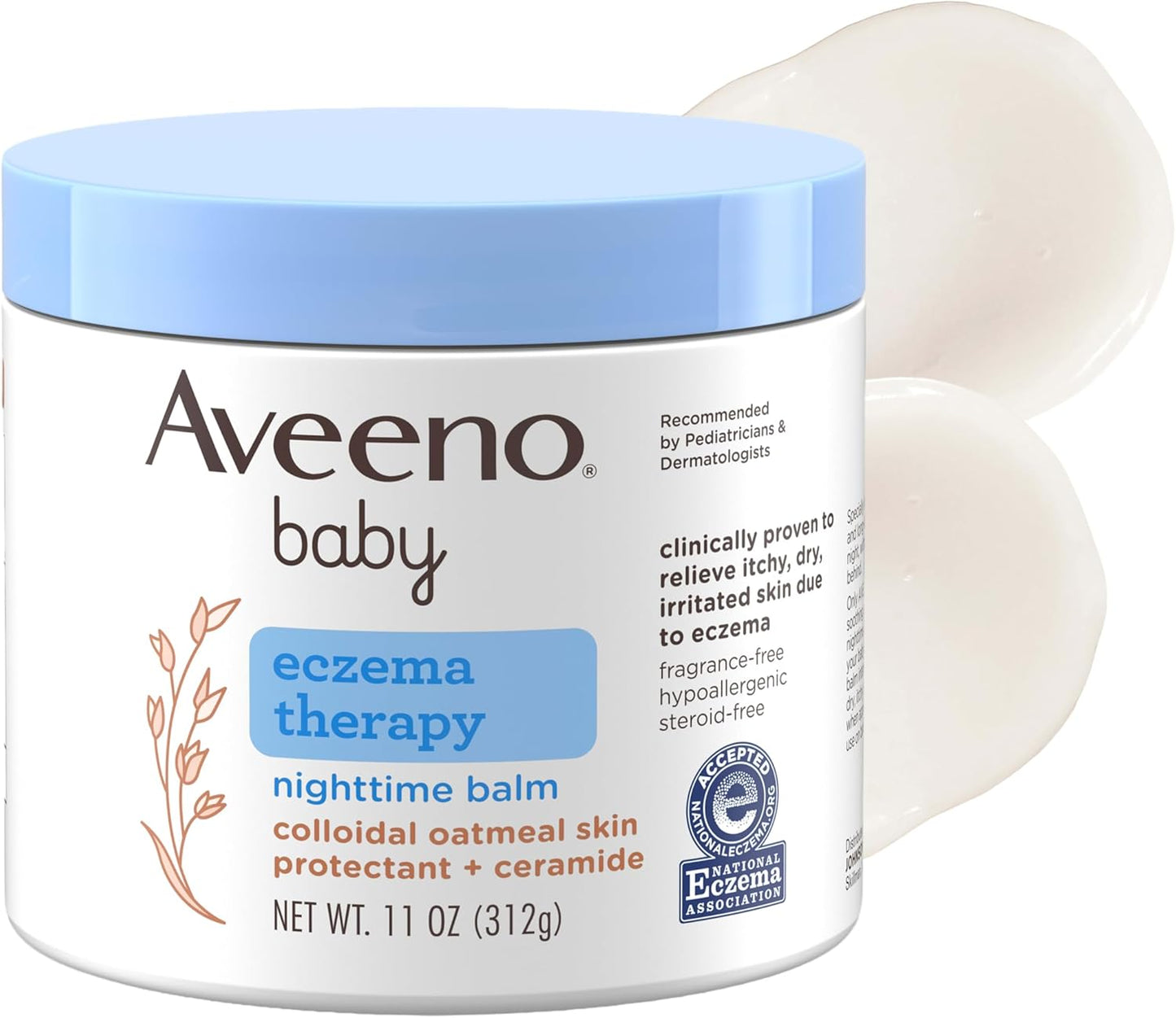 Aveeno Baby Eczema Therapy Nighttime Body Balm, Moisturizing Eczema Balm for Babies with Colloidal Oat & Ceramide..