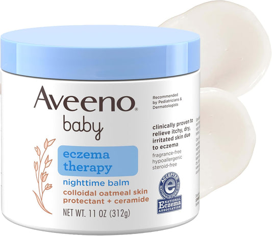 Aveeno Baby Eczema Therapy Nighttime Body Balm, Moisturizing Eczema Balm for Babies with Colloidal Oat & Ceramide..