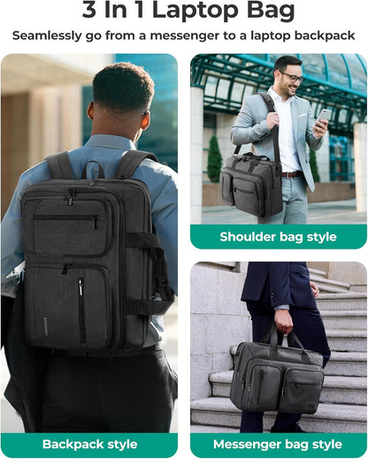 BAGSMART 3 In 1 Laptop Bag for Men, Computer Briefcase 17.3 Inch Laptop Water