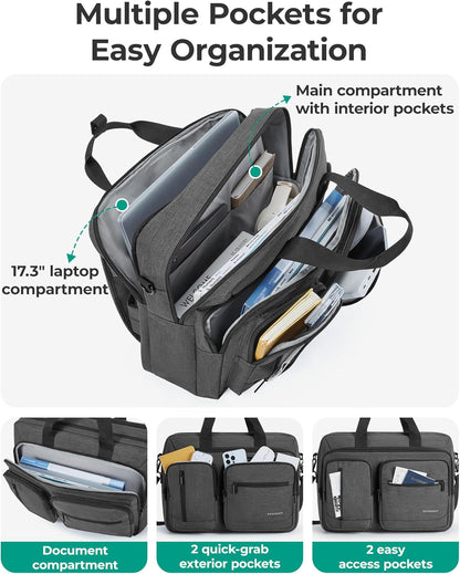 BAGSMART 3 In 1 Laptop Bag for Men, Computer Briefcase 17.3 Inch Laptop Water