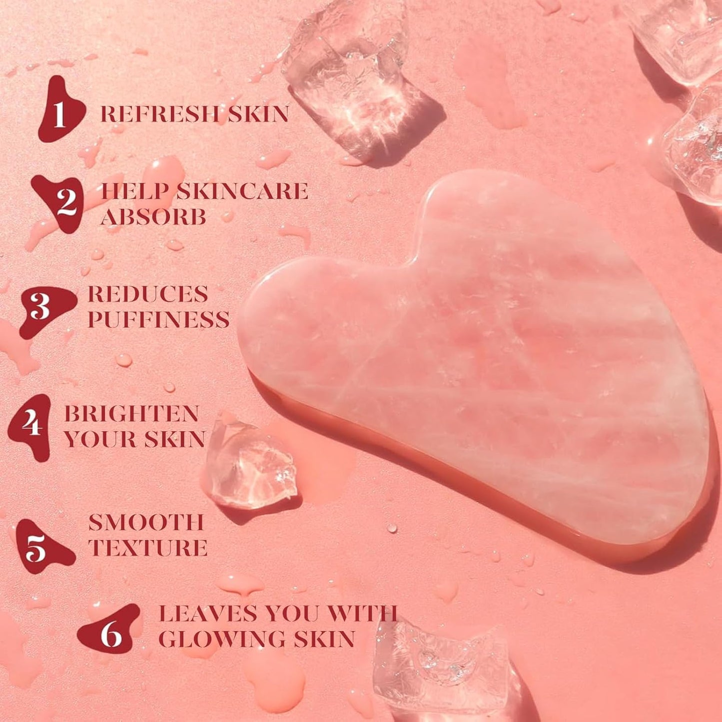 BAIMEI IcyMe Rose Quartz Roller & Gua Sha Set, Cooling Face Roller for Depuffing & Lymphatic Massage..