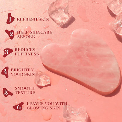 BAIMEI IcyMe Rose Quartz Roller & Gua Sha Set, Cooling Face Roller for Depuffing & Lymphatic Massage..