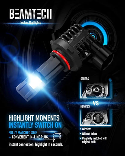 BEAMTECH 9005 Fog Light Bulb, HB3 Fog Bulb 6500K Fog Light or ATV UTV Off Road