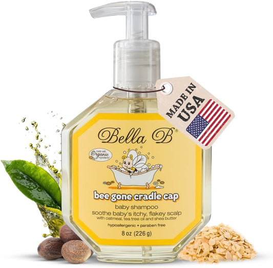 BELLA B Bee Gone Cradle Cap Baby Shampoo Treatment, 8 oz, Organic Natural Dry Scalp Shampoo..