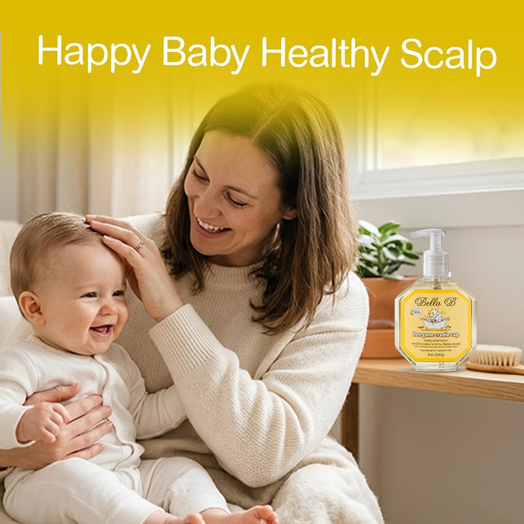 BELLA B Bee Gone Cradle Cap Baby Shampoo Treatment, 8 oz, Organic Natural Dry Scalp Shampoo..