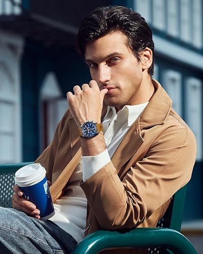 BENYAR Classic Fashion Quartz Chronograph Watch Casual Sport 30M Waterproof Leather Band Mens Watches