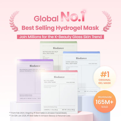 BIODANCE Bio-Collagen Real Deep Mask, Hydrating Overnight Hydrogel Face Mask | 1.19oz(34g) x 4ea  | 4 Count (Pack of 1)
