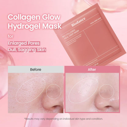 BIODANCE Bio-Collagen Real Deep Mask, Hydrating Overnight Hydrogel Face Mask | 1.19oz(34g) x 4ea  | 4 Count (Pack of 1)