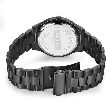 BUREI Men Watches Fashion Analog Stainless Steel Quartz Waterproof Watches