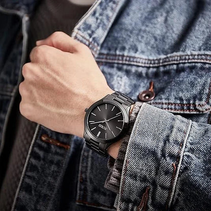 BUREI Men Watches Fashion Analog Stainless Steel Quartz Waterproof Watches