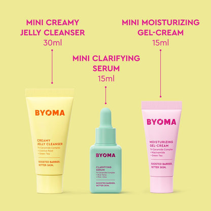 BYOMA So Clear Set - Barrier Repair Skincare Set for Acne Prone Skin - 30ml, 15ml, 15ml