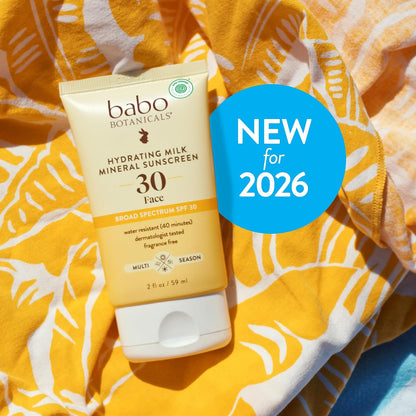 Babo Botanicals Hydrating Milk Mineral Sunscreen SPF 30 with Dewy Finish – Lightweight Zinc Oxide Daily Face Sunscreen for Sensitive Skin ..