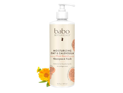 Babo Botanicals Moisturizing Oat & Calendula 2-in-1 Shampoo & Wash – Gentle Cleansing for Dry or Sensitive Skin..