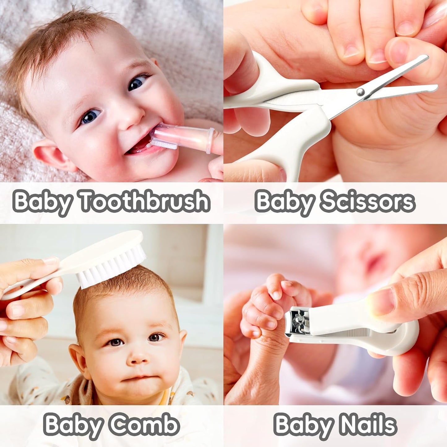 Baby Grooming Kit, Infant Safety Care Set with Hair Brush Comb Nail Clipper Nasal Aspirator,Baby Essentials Kit..