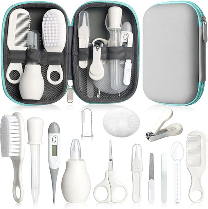 Baby Grooming Kit, Infant Safety Care Set with Hair Brush Comb Nail Clipper Nasal Aspirator,Baby Essentials Kit..