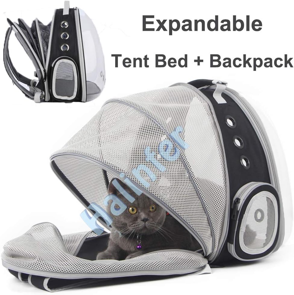 Back Expandable Cat Backpack Carrier, Fit up to 12 lbs..