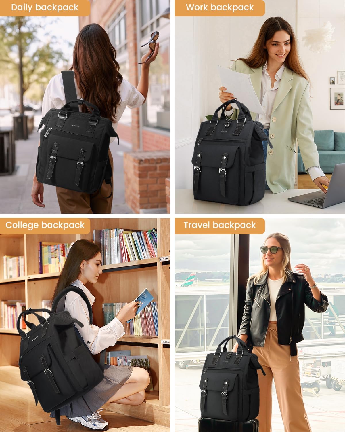 LOVEVOOK Laptop Backpack for Women; College Backpack, Teacher Work Bag, Travel Backpack Purse..