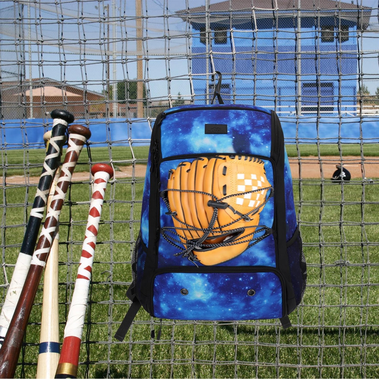MATEIN Baseball Backpack, Softball Bat Bag with Shoes Compartment for Youth(Galaxy Blue)