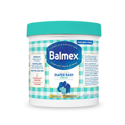 Balmex Fast-Acting Baby Diaper Rash Cream with Zinc Oxide + Soothing Botanicals..