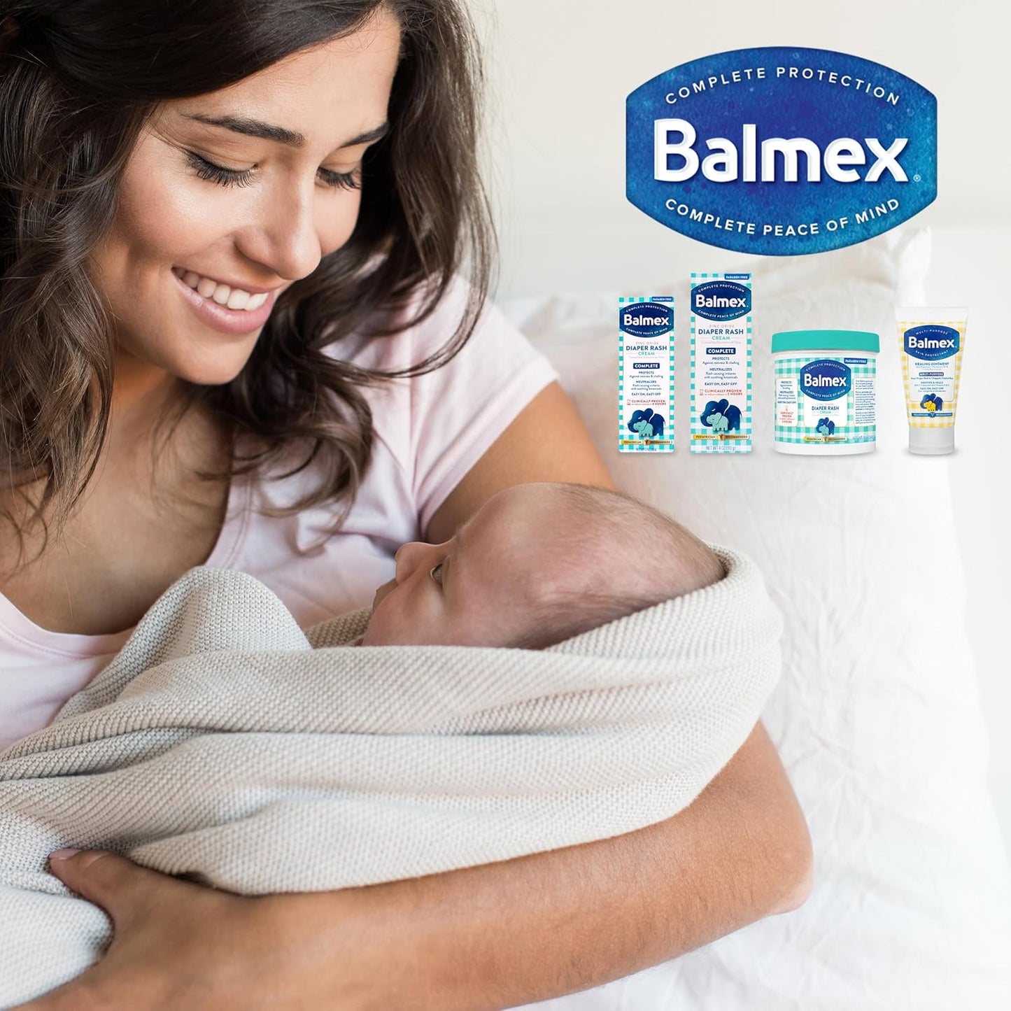 Balmex Fast-Acting Baby Diaper Rash Cream with Zinc Oxide + Soothing Botanicals..