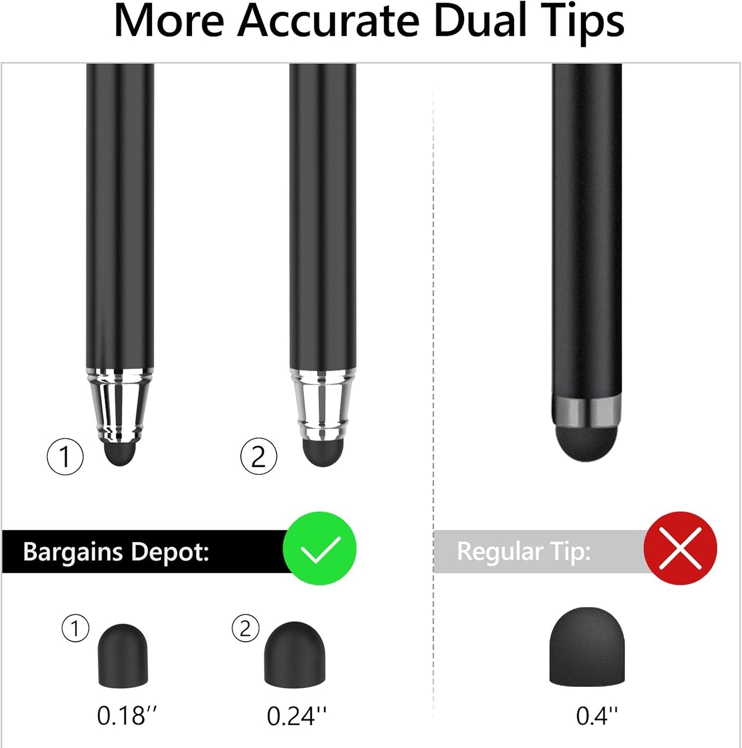 2-in-1 Stylus Touch Screen Pen for iPhone, Ipad, iPod, Tablet, Galaxy and More, Black...