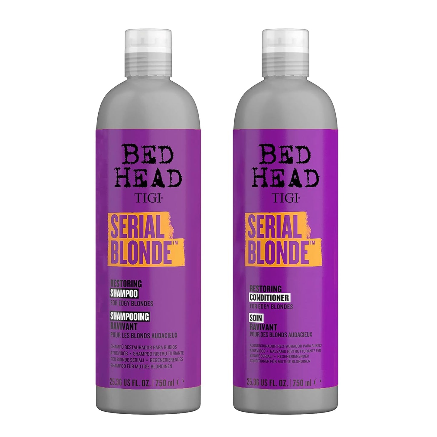 TIGI Bed Head Serial Blonde Restoring Shampoo &amp; Conditioner Set for Damaged Blonde Hair, 2 Pack