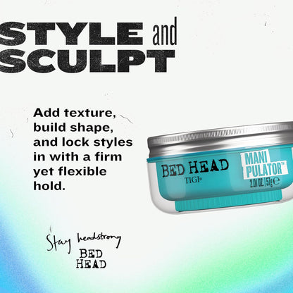 TIGI Bed Head Manipulator Texturizing Putty, Firm Hold Styling Putty for Short to Medium Hair, 2.01 oz