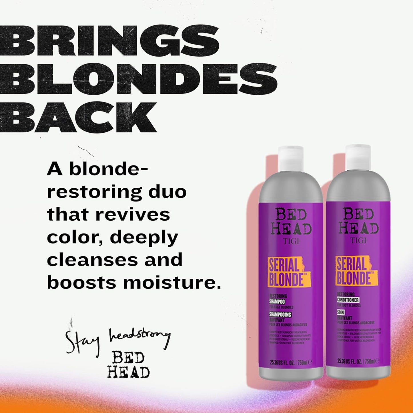 TIGI Bed Head Serial Blonde Restoring Shampoo &amp; Conditioner Set for Damaged Blonde Hair, 2 Pack