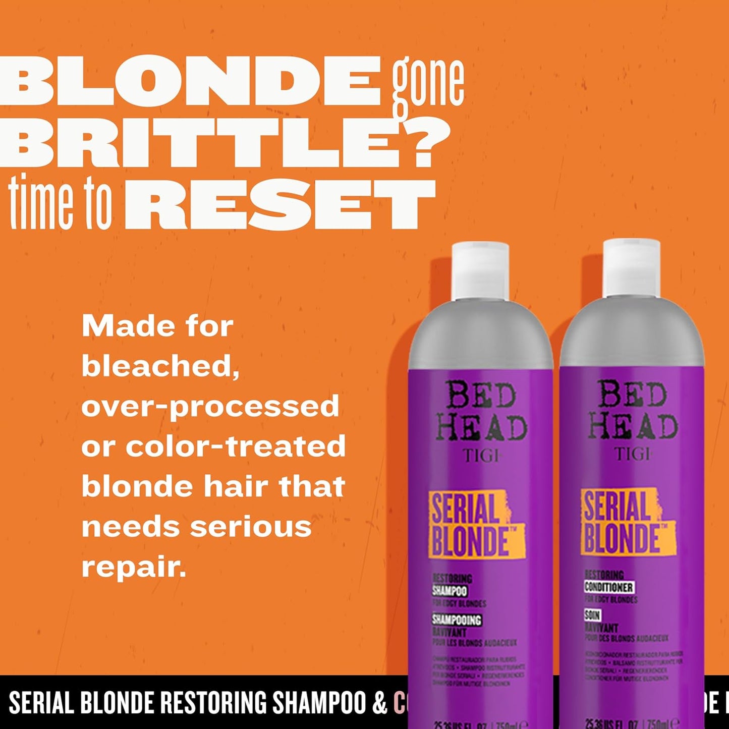 TIGI Bed Head Serial Blonde Restoring Shampoo &amp; Conditioner Set for Damaged Blonde Hair, 2 Pack