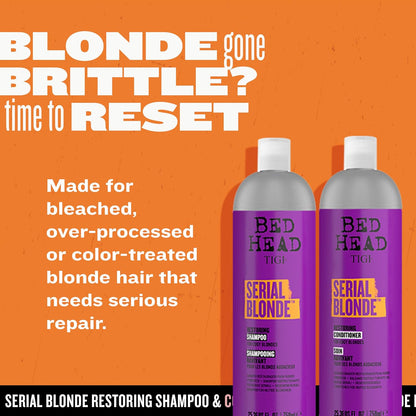 TIGI Bed Head Serial Blonde Restoring Shampoo &amp; Conditioner Set for Damaged Blonde Hair, 2 Pack