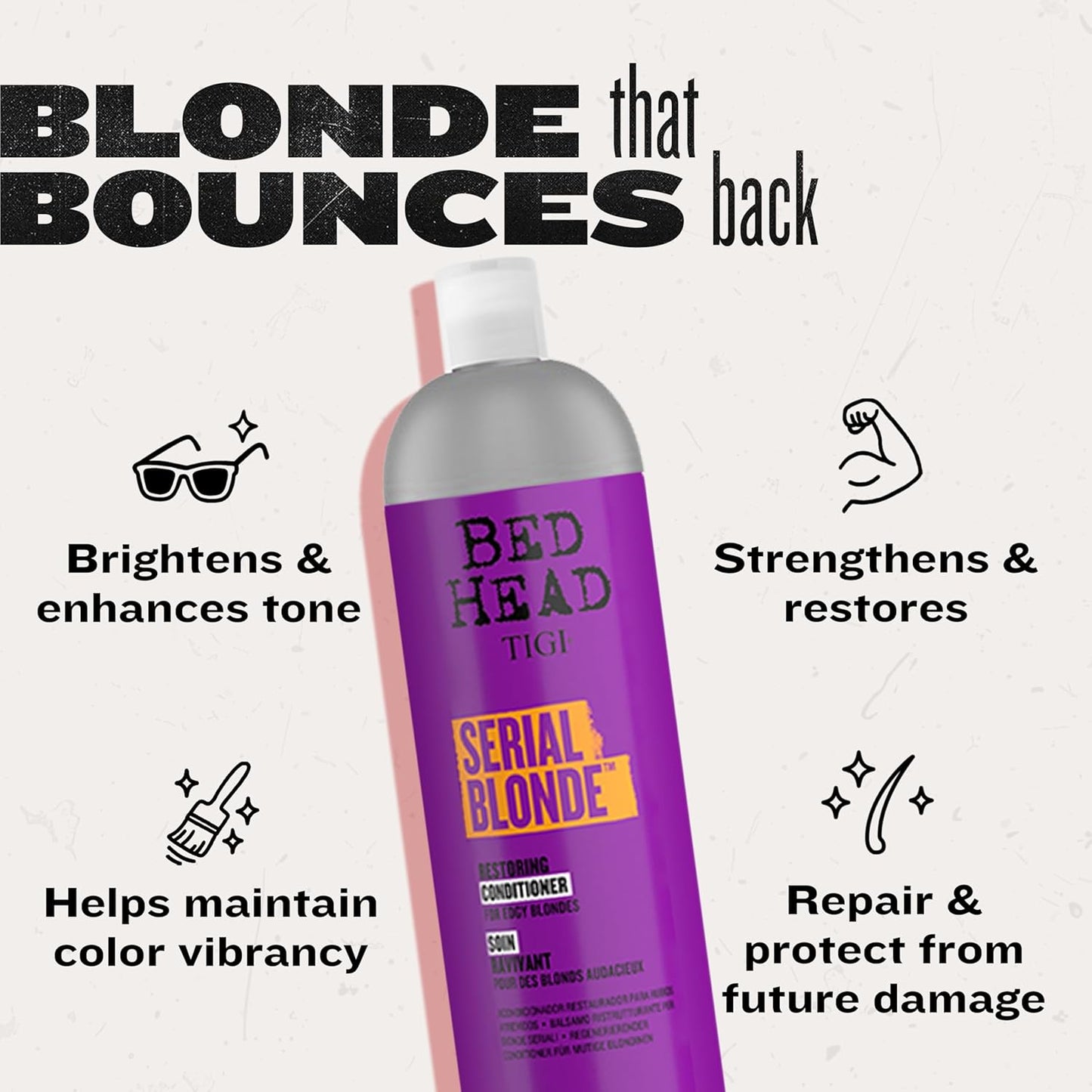 TIGI Bed Head Serial Blonde Restoring Shampoo &amp; Conditioner Set for Damaged Blonde Hair, 2 Pack