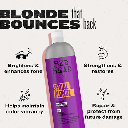 TIGI Bed Head Serial Blonde Restoring Shampoo &amp; Conditioner Set for Damaged Blonde Hair, 2 Pack