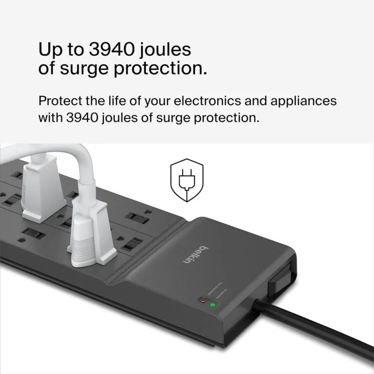 Belkin 12-Outlet Surge Protector Power Strip w/ 12 AC Outlets &amp; 8ft Flat Plug