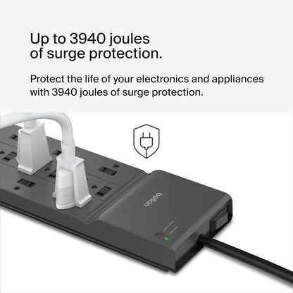 Belkin 12-Outlet Surge Protector Power Strip w/ 12 AC Outlets &amp; 8ft Flat Plug