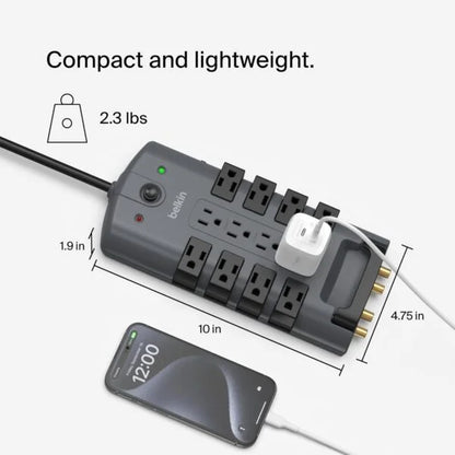 Belkin Surge Protector Power Strip w/ 8 Rotating &amp; 4 Standard Outlets