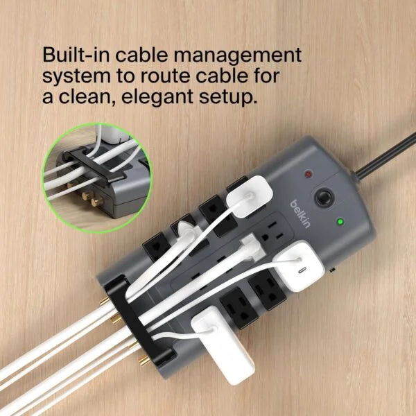 Belkin Surge Protector Power Strip w/ 8 Rotating &amp; 4 Standard Outlets