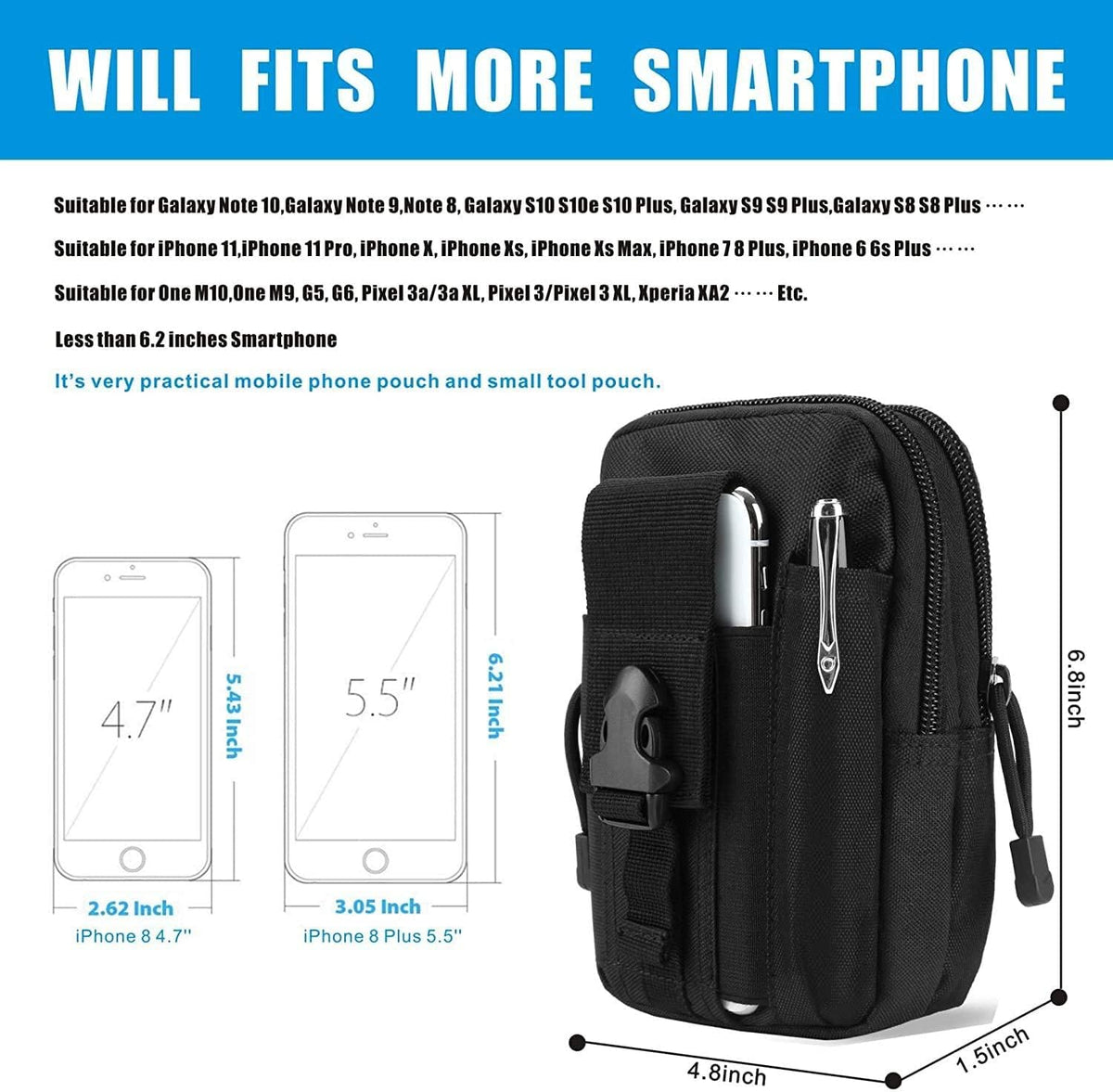 Belt Pouch, Tactical Molle Phone Pouch EDC Utility Pouches Waist Bag Packs..